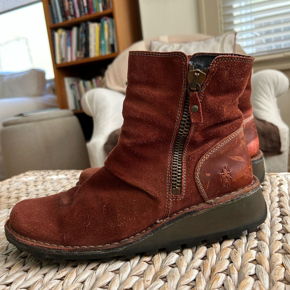 Fly London Rust Suede Ankle Boots